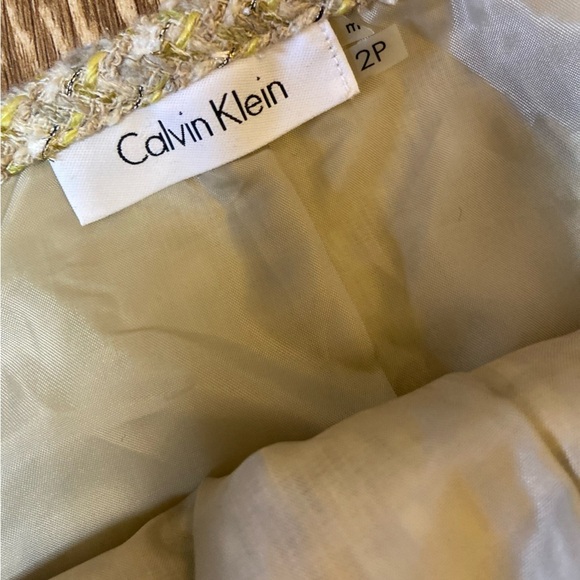 Vintage Calvin Klein Yellow Cream Tweed Pencil Skirt 2P - Picture 14 of 16